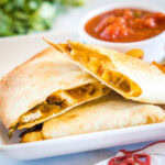 close up air fryer chicken quesadillas