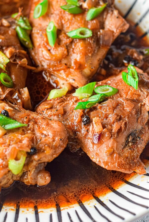 cropped chicken adobo close up