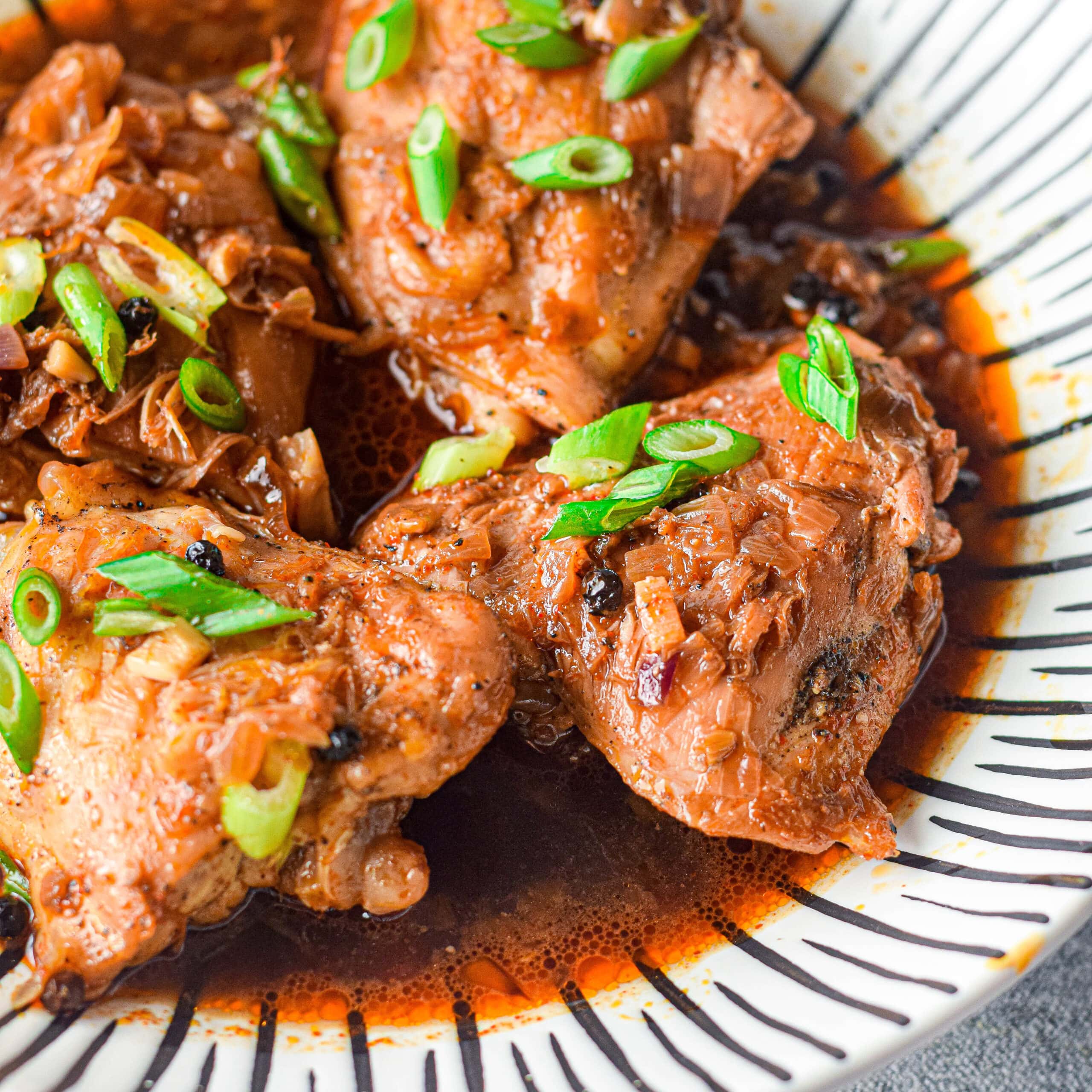 cropped chicken adobo close up