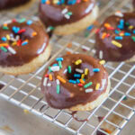 close up chocolate mini donut