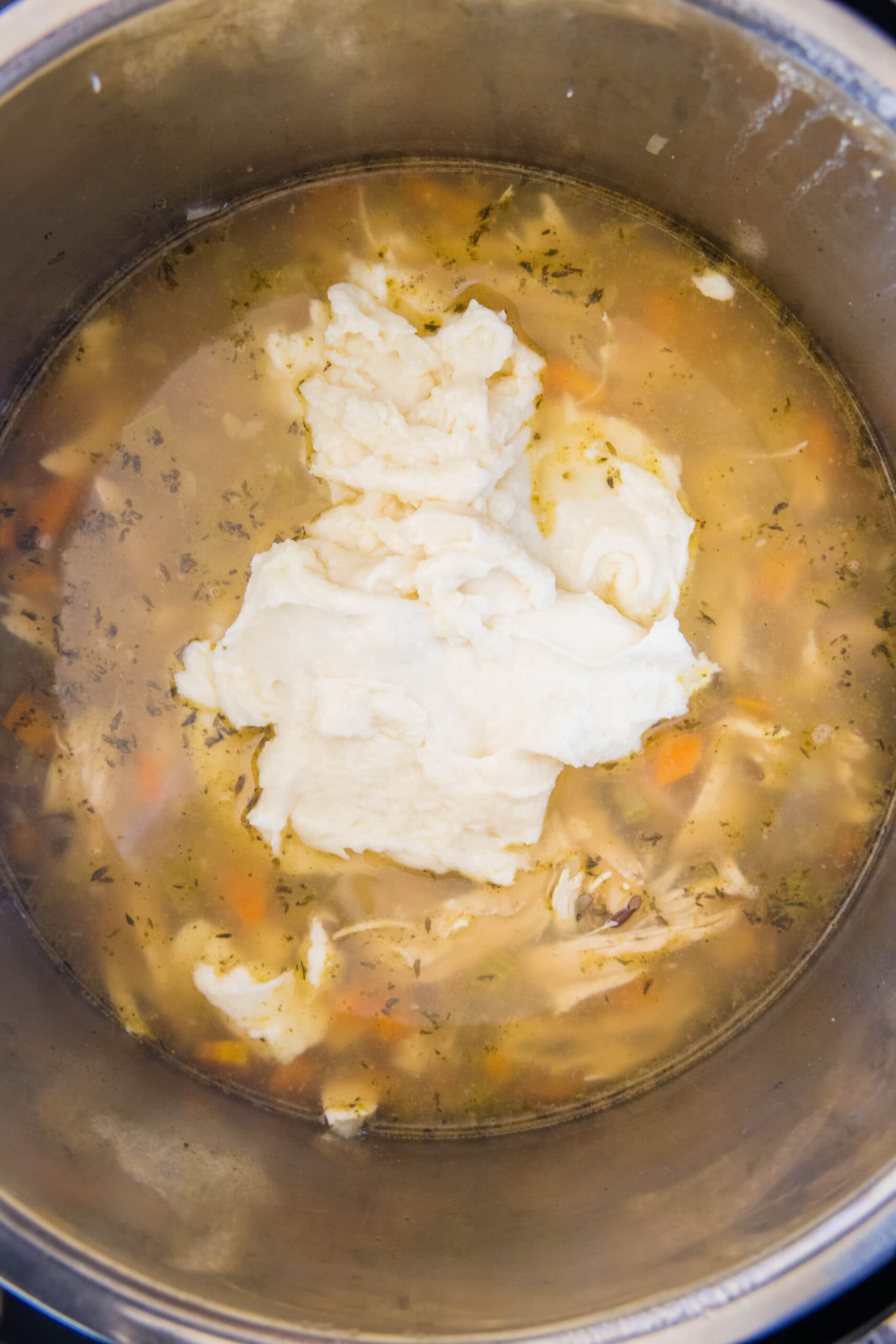 adding roux to instant pot with soup