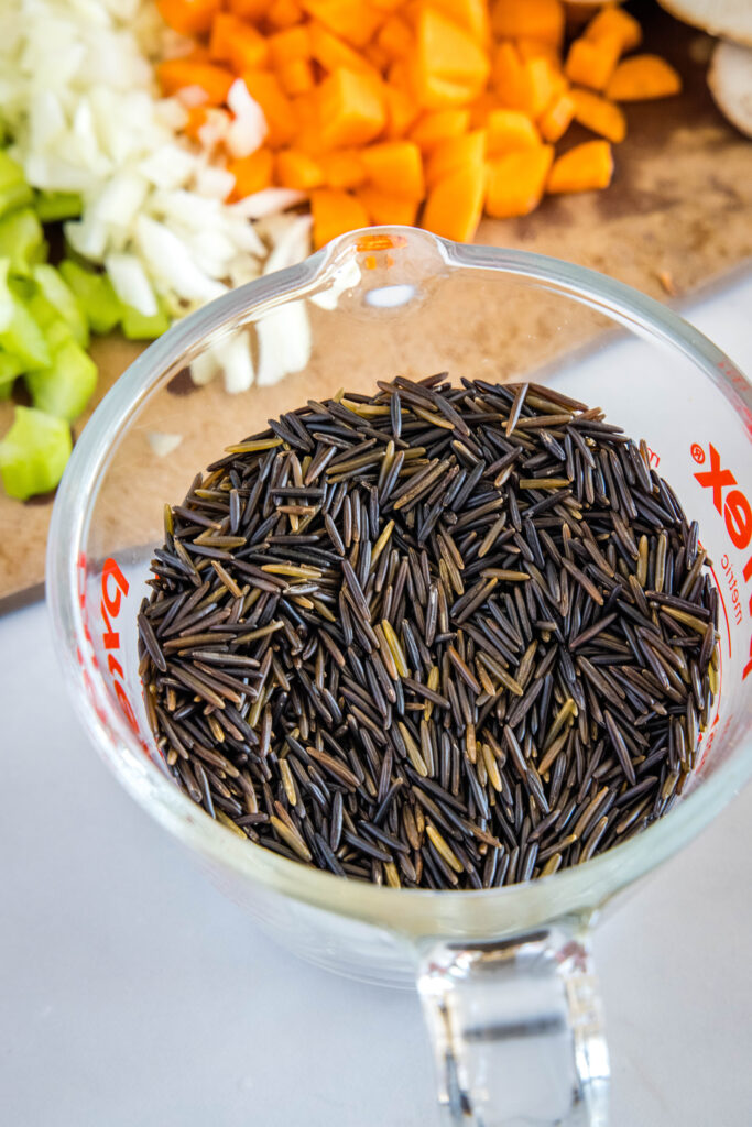 wild rice in a measuring cup