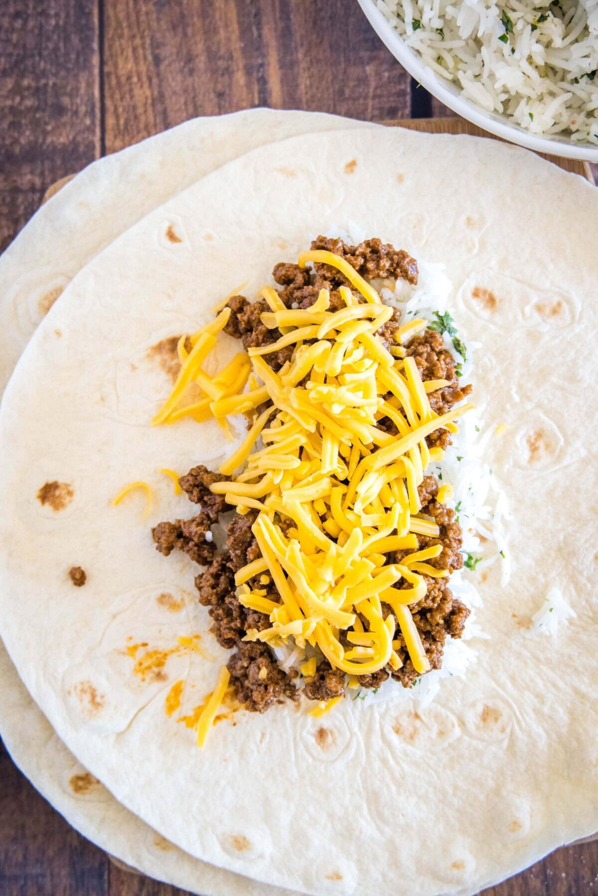 filling of a smothered burrito