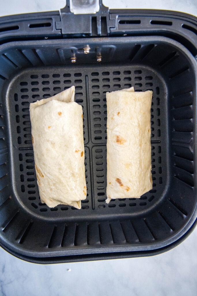 chimichangas in the air fryer basket