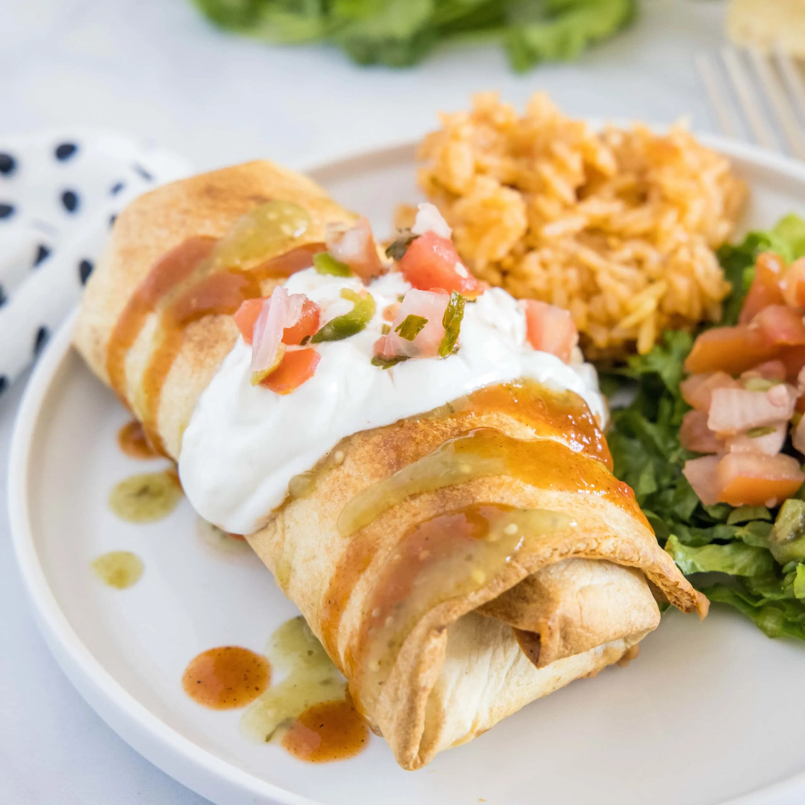 Chimichanga, Chimichanga is a deep-fried burrito that is po…