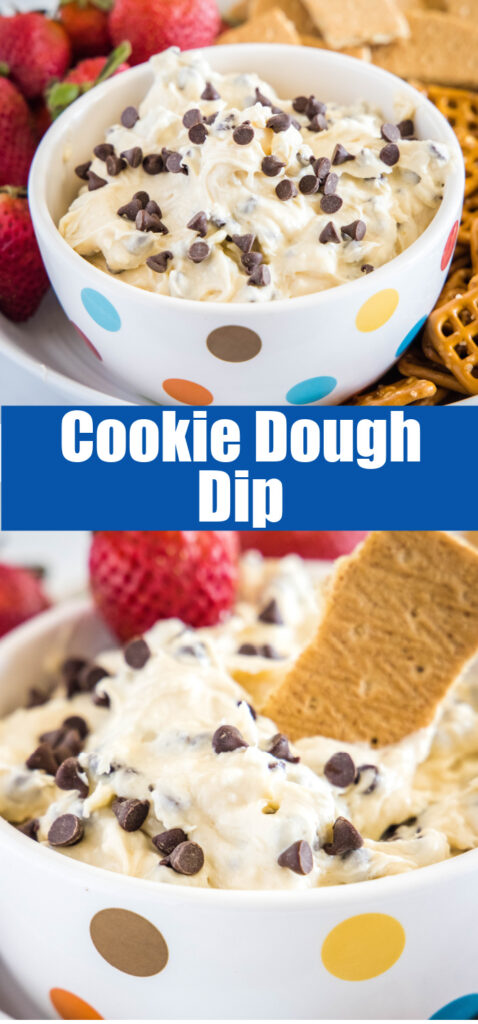 cookie dough dip in a polka dot bow