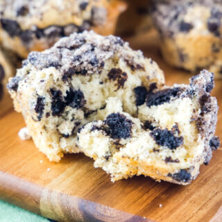 square image of inside of oreo muffin