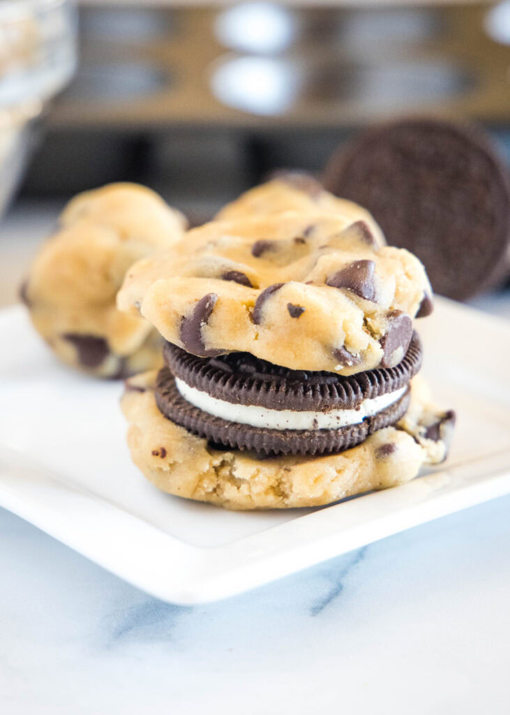 cookie dough around and Oreo cookie