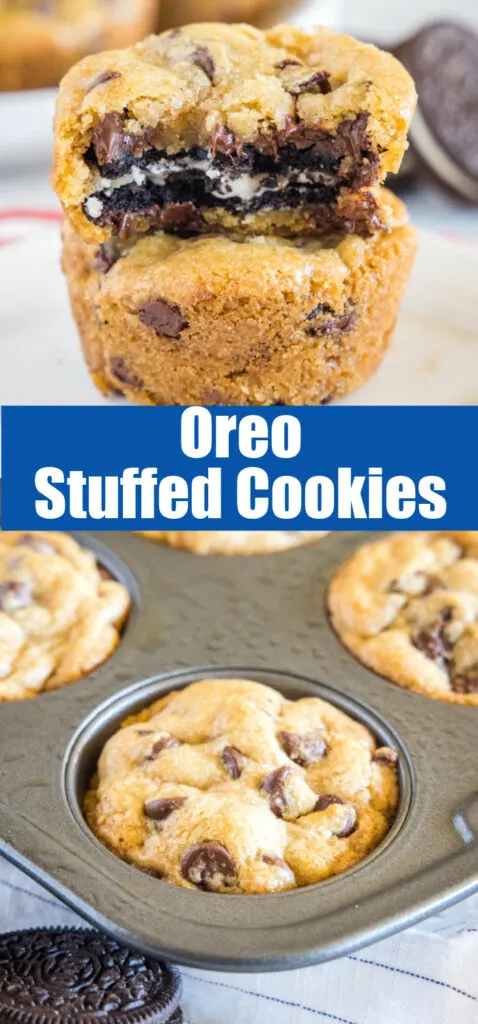 close up or oreo stuffed chocolate chip cookies