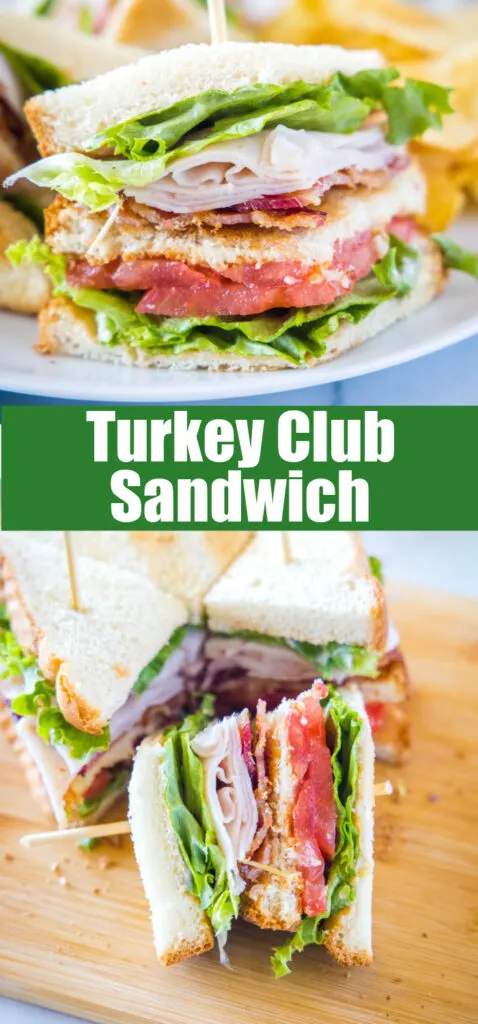 turkey club sandwich on a cutting board