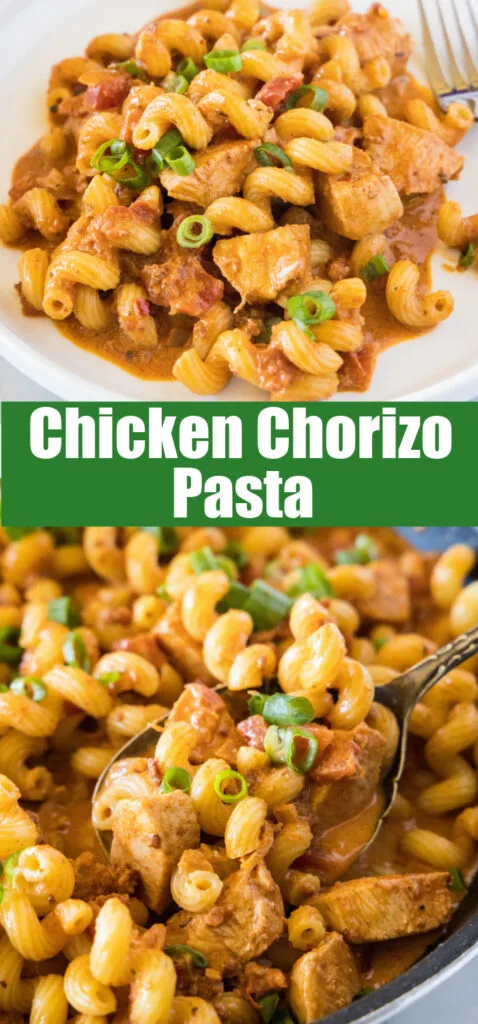 close up chorizo chicken pasta