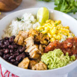 close up chipotle chicken in a bowl
