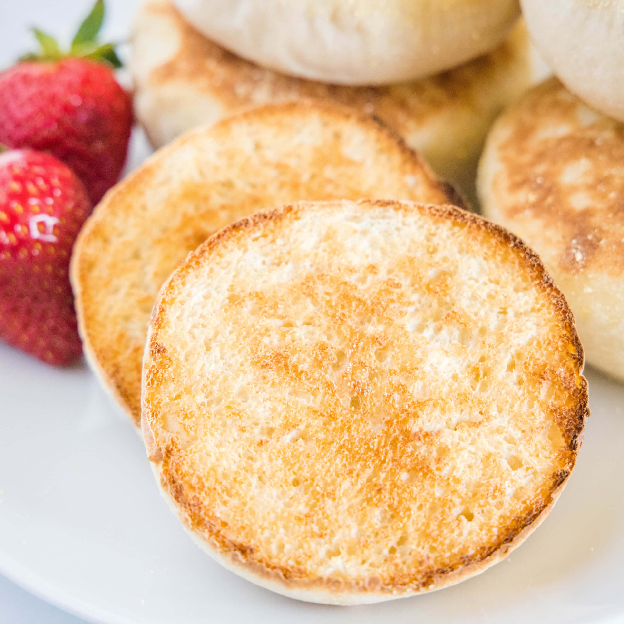 close up toasted english muffin