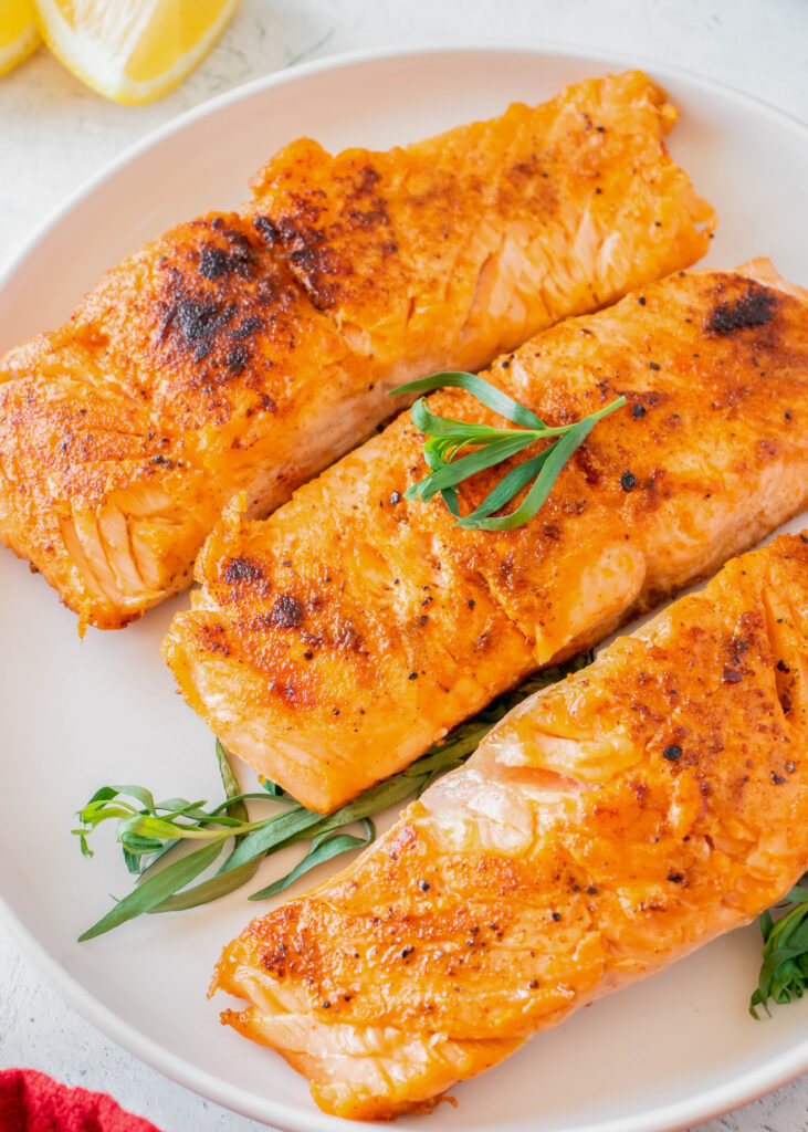 cooked salmon on plate