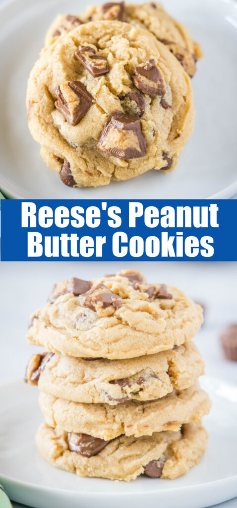 close up Reese's peanut butter cookies for pinterest