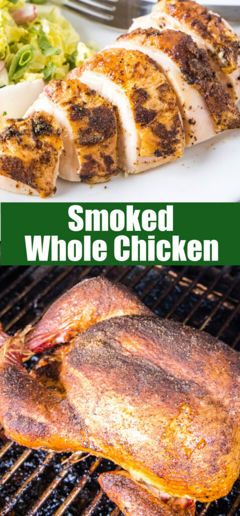 close up smoked chicken for pinterest