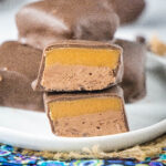close up milky way candy cut in half