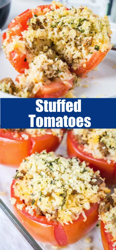 stuffed tomatoes close up for pinterest