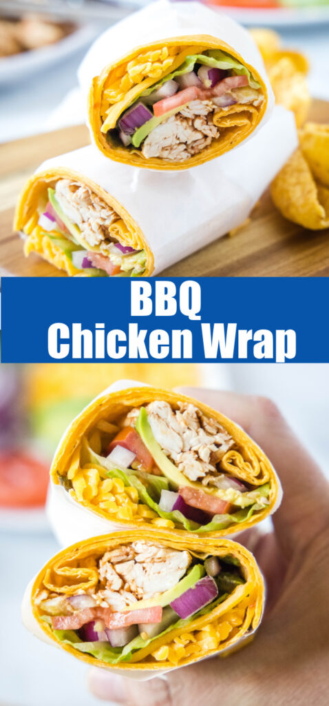 bbq chicken wrap close up for pinterest