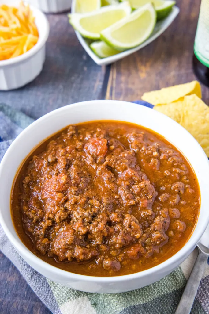 bowl of chili with ground beef