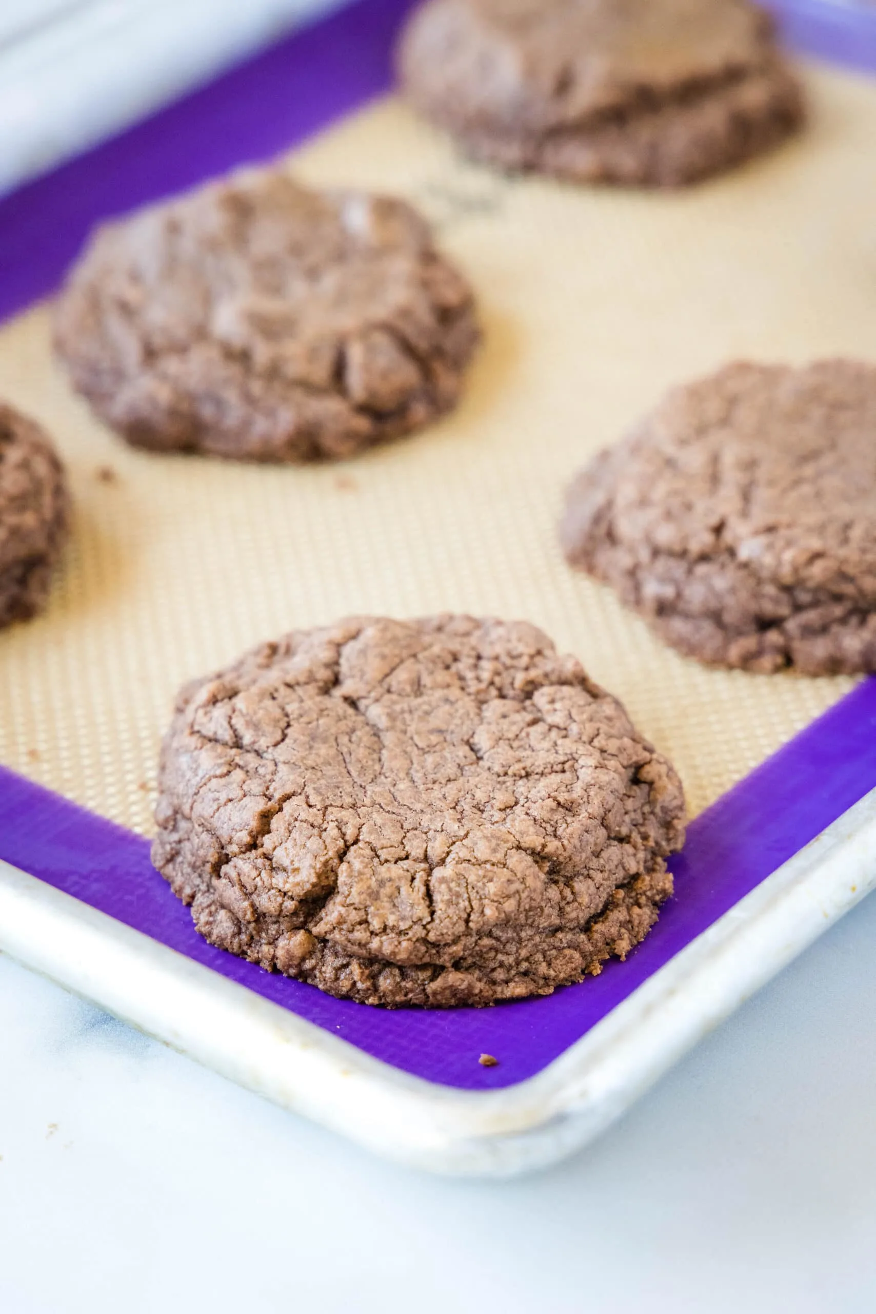 baked chocolate cookies on tray