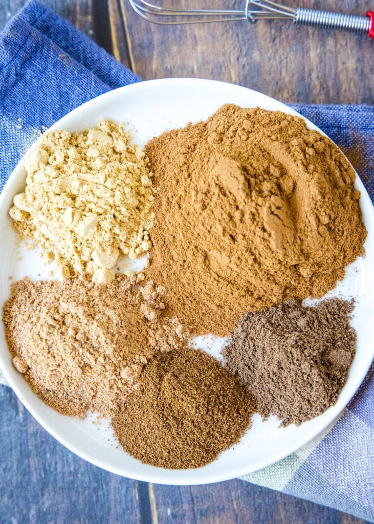 pumpkin pie spice ingredients on a plate