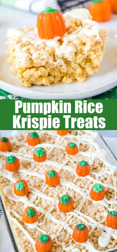 close up pumpkin krispie treats for pinterest