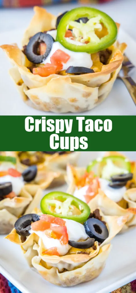 close up wonton taco cups for pinterest