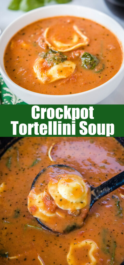 close up tortellini soup for pinterest