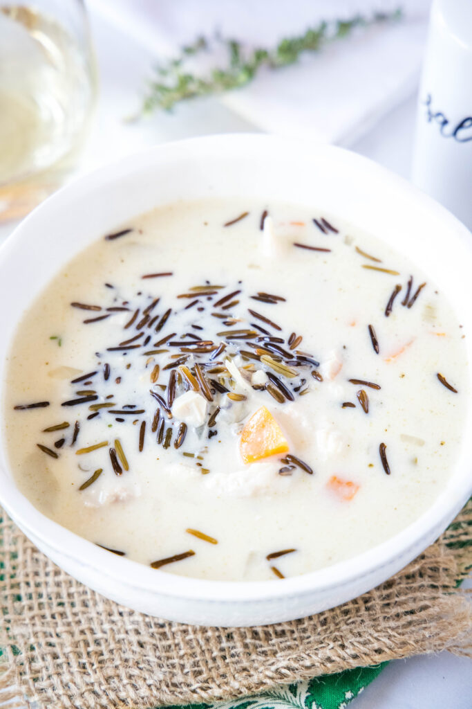 a bowl of turkey wild rice soup