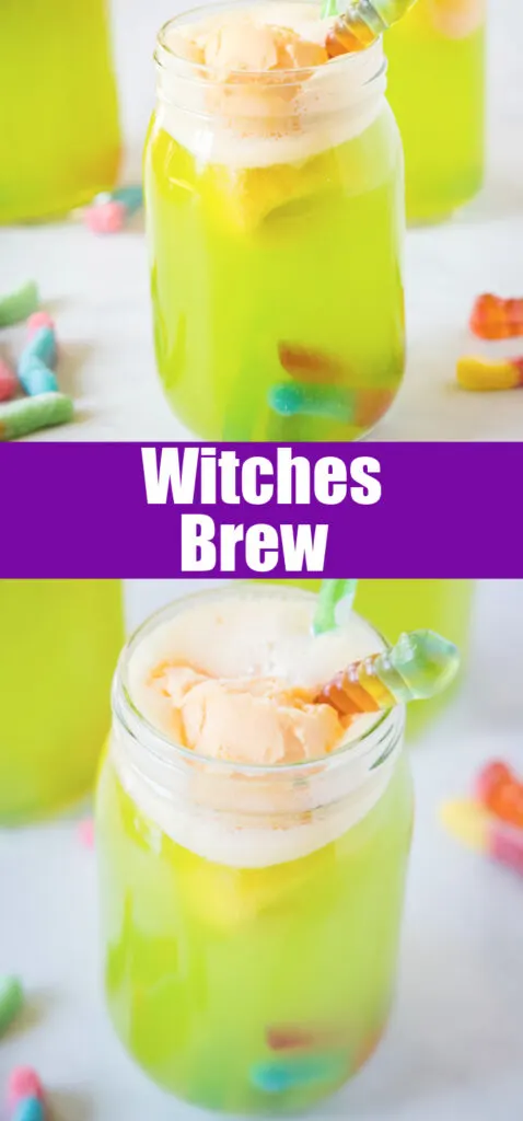 close up glass of witches brew for pinterest