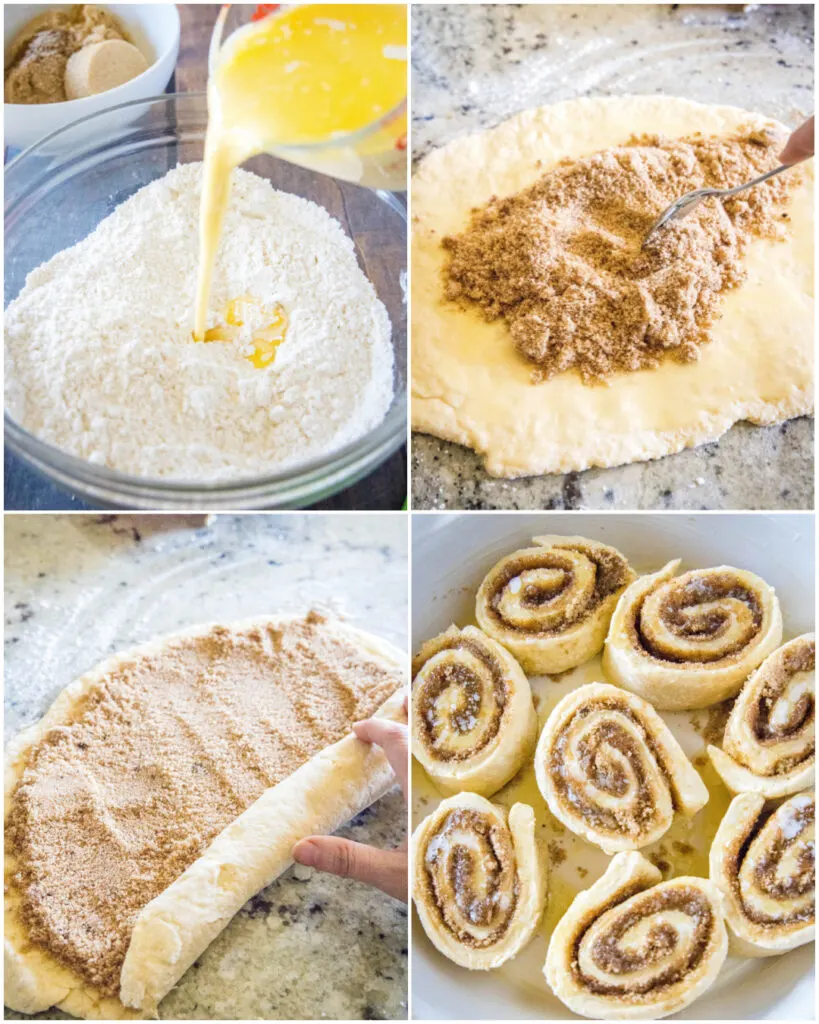 collage of how to make cinnamon rolls