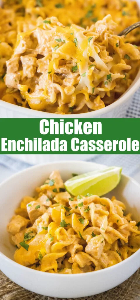 close up enchilada pasta casserole for pinterest