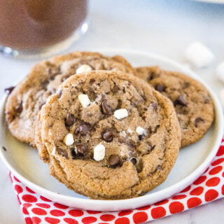 close up plate of cookies with marshmallows