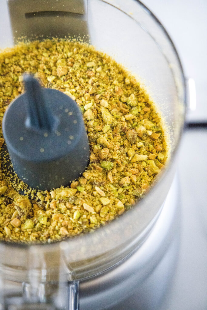 pistachios ground in a food processor