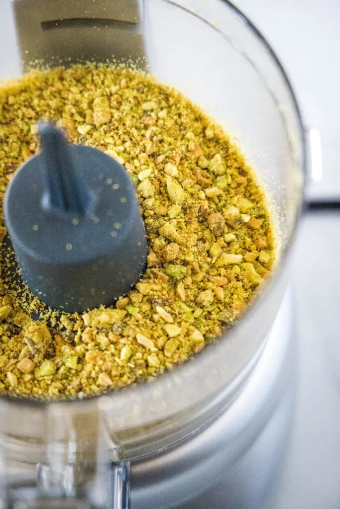 pistachios ground in a food processor