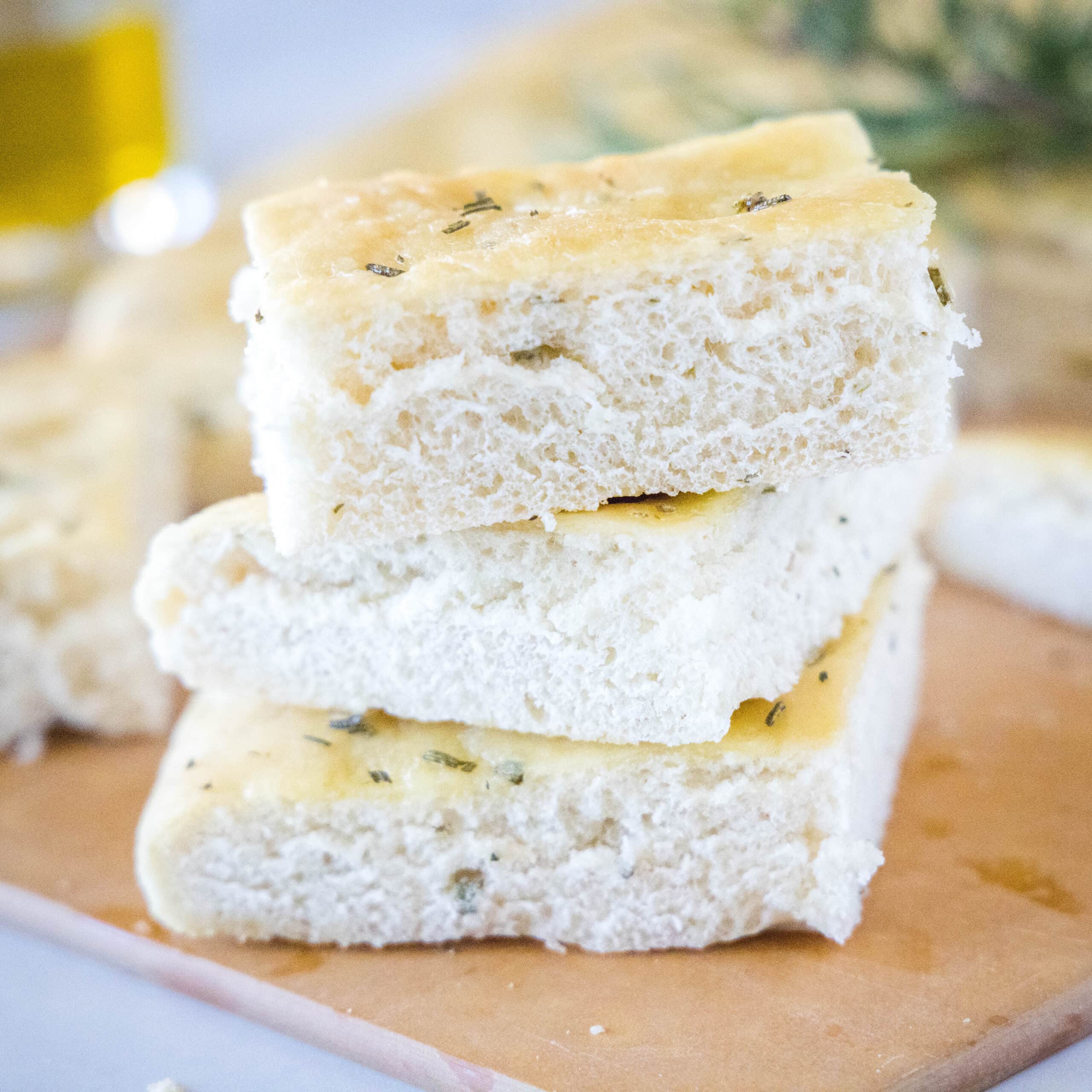 close up slices of focaccia bread