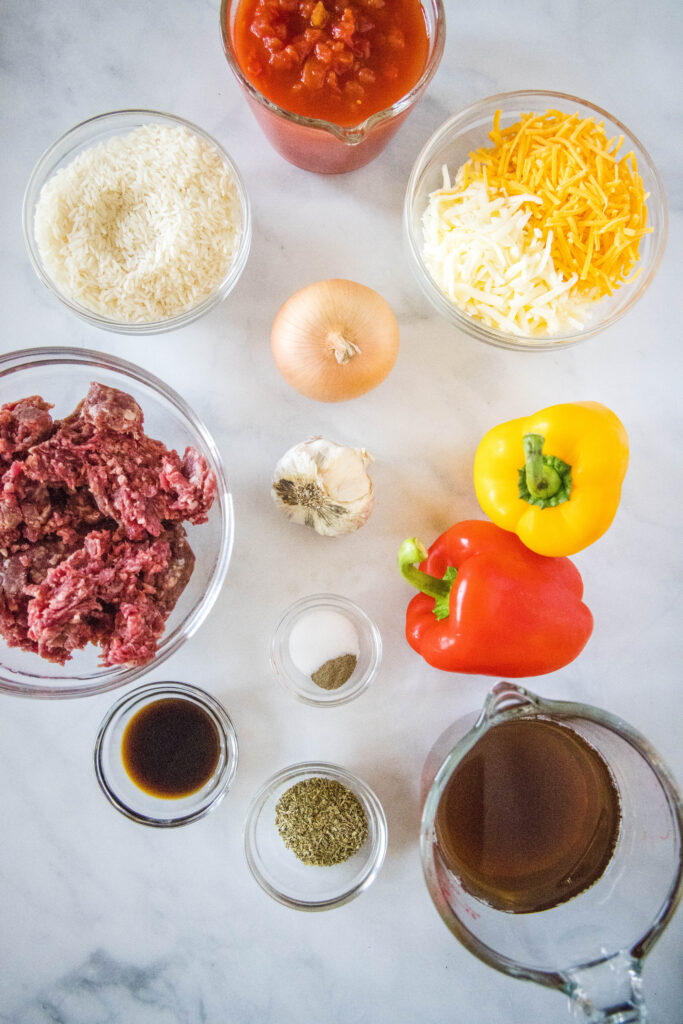 ingredients for stuffed pepper casserole