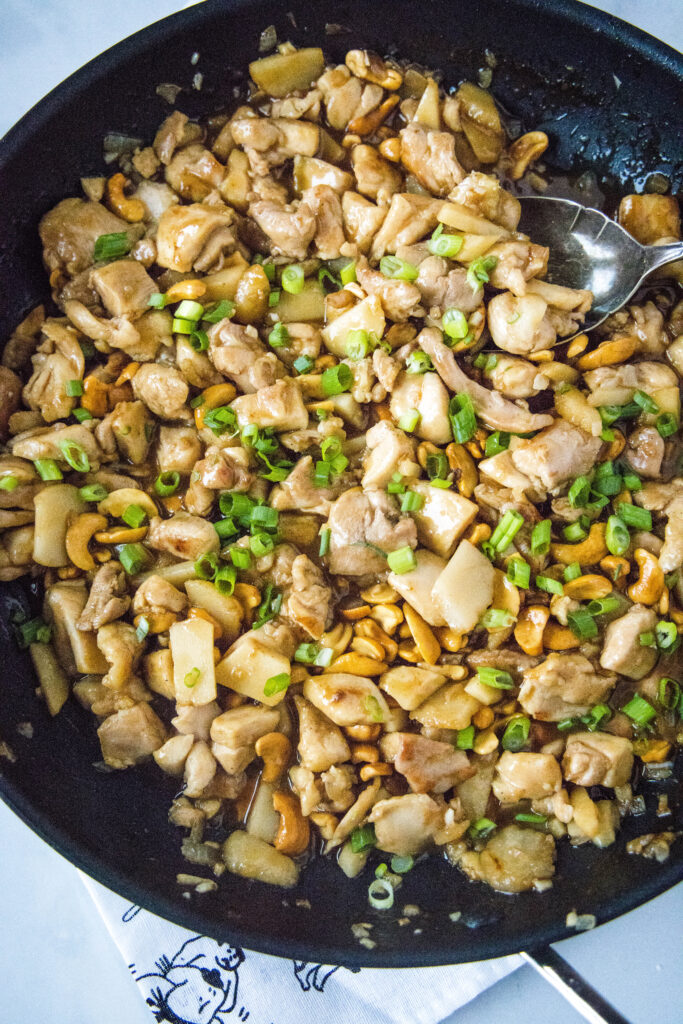 cashew chicken in a large skillet
