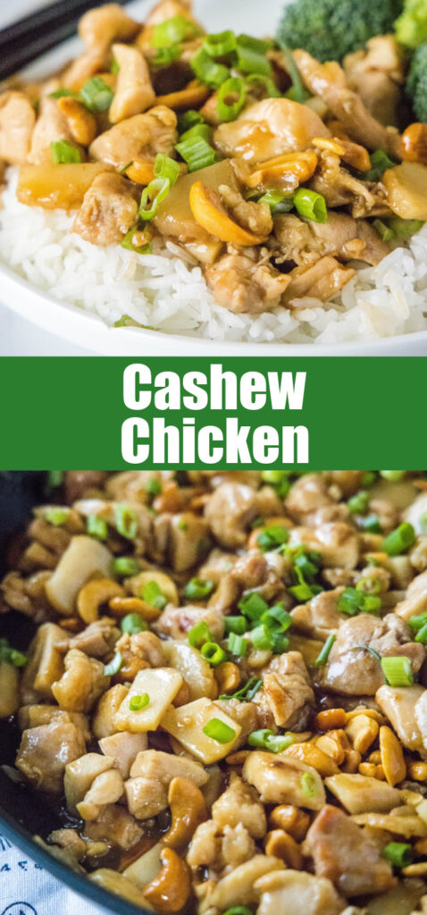 Close-up of cashew chicken for Pinterest