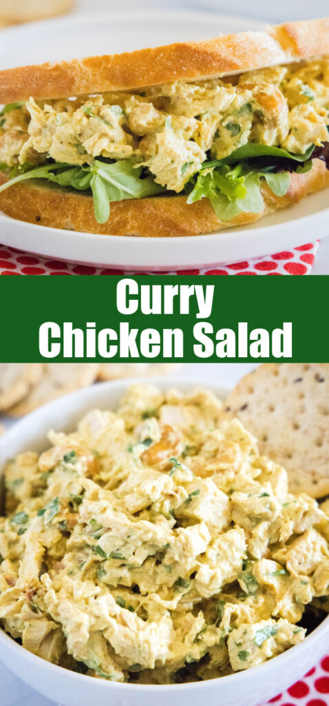 gros plan salade de poulet au curry pour pinterest