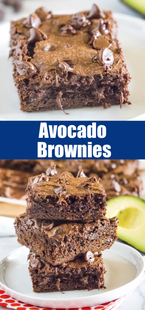 close up avocado brownies for pinterest
