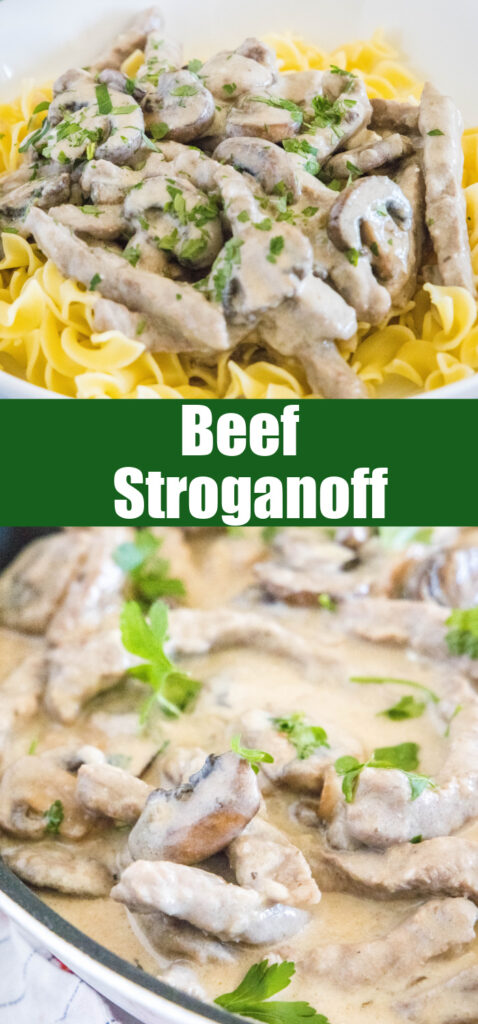 close up storganoff beef for pinterest