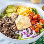 cropped in close up of big mac salad