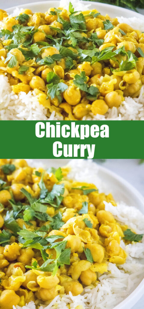 close up chickpea curry for pinterest