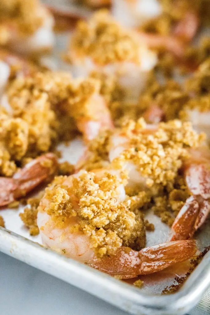 crispy baked shrimp on a baking sheet