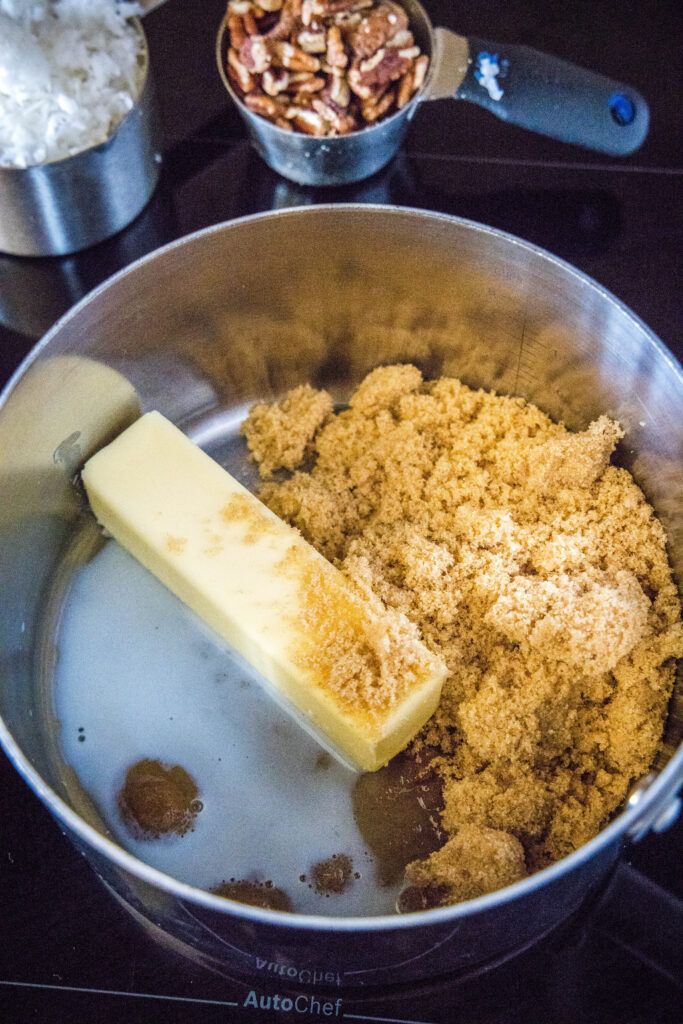 topping for oatmeal cake in a pan