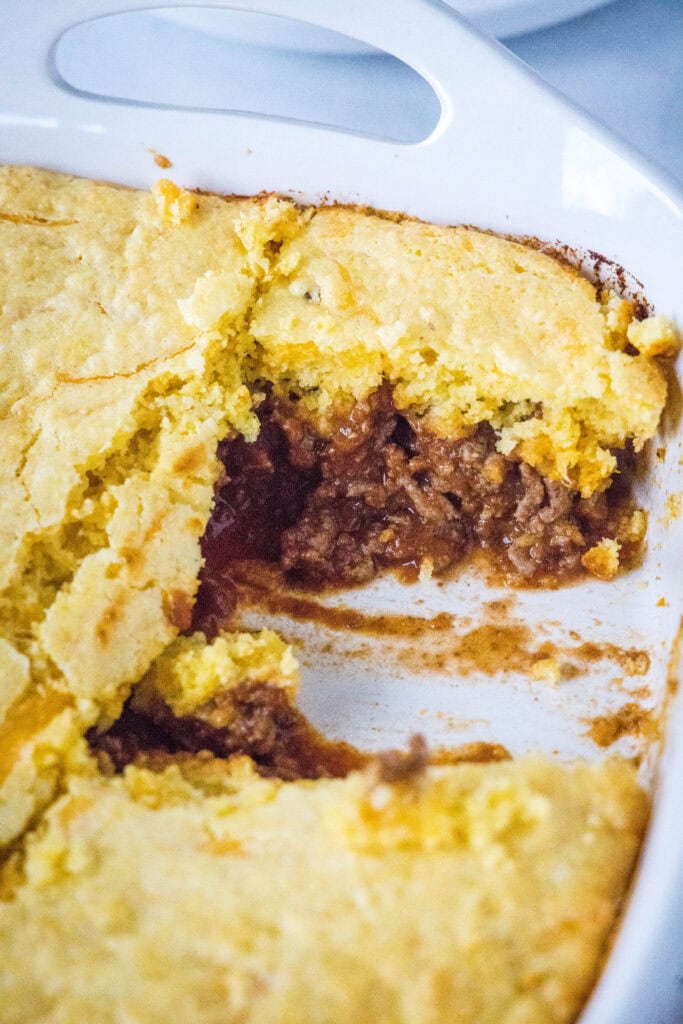 sloppy joe casserole in baking dish