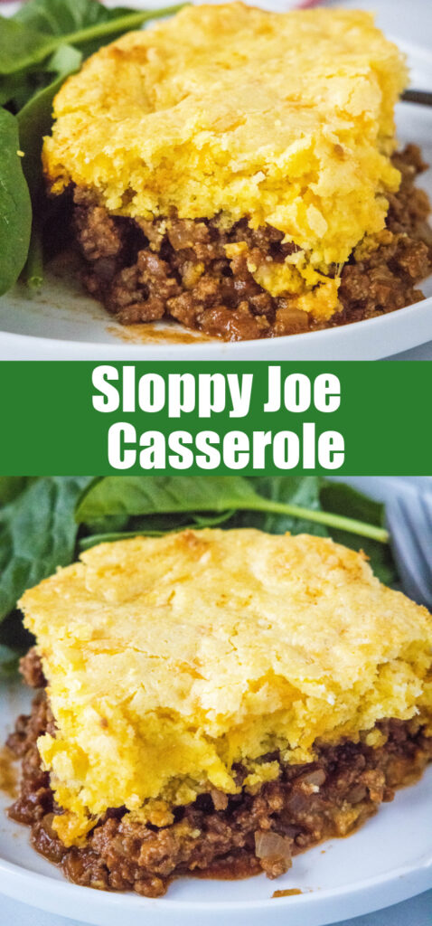 close up sloppy joe casserole for pinterest
