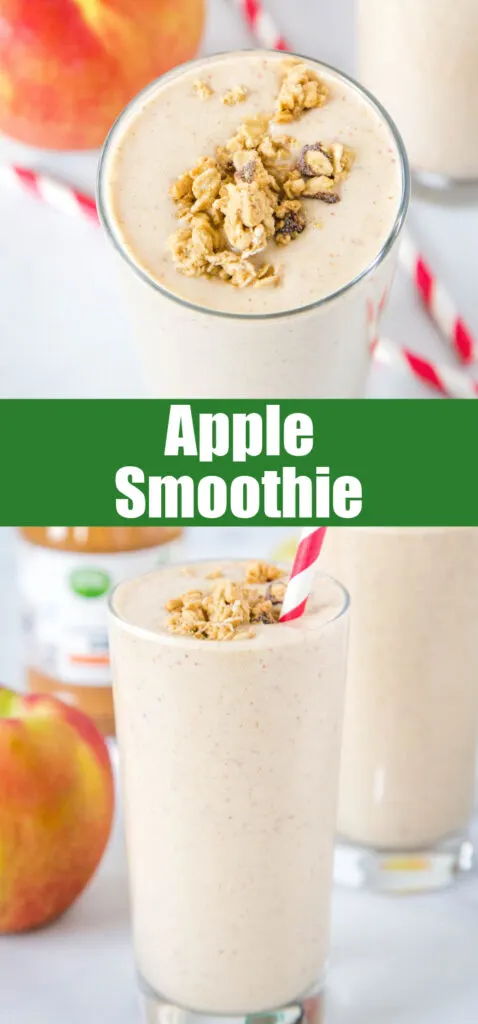 Close up apple smoothie for pinterest